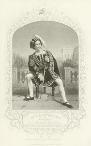 Mr E L Davenport som Benedick, Much Ado About Nothing, Akt II, scen iii av English School