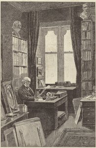 Mr Gladstone i sitt bibliotek på Hawarden Castle av English School