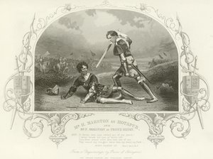 Mr H Marston som Hotspur och Mr F Robinson som Prince Henry, King Henry IV, del I