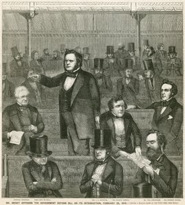 John Bright motsatte sig regeringens reformproposition vid dess införande den 28 februari 1859 av English School