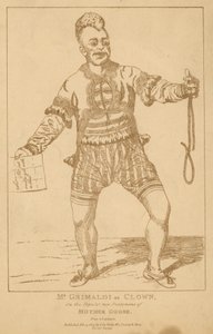 Mr Joseph Grimaldi som clown i den populära pantomimen Mother Goose av English School