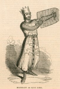 Mr Macready i titelrollen i pjäsen King John, Drury Lane Theatre, London av English School