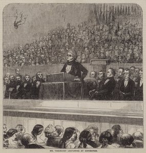 Mr Thackeray föreläser i Edinburgh (gravyr) av English School
