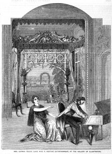 Mrs. German Reeds (ehemals Miss P. Horton) Unterhaltung in der Galerie der Illustration von English School