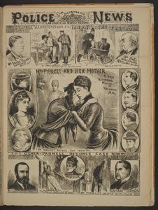"Mrs Piercey och hennes mor. Ett mycket kärleksfullt möte i Holloway-fängelset. Jag är oskyldig, mamma. Jag är oskyldig", Illustrated Police News, 22 november 1890 (tidningspapper) av English School