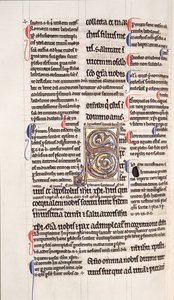 Ms.27, f.109v: Sida från en blankad kopia av Nya testamentet (vellum) av English School