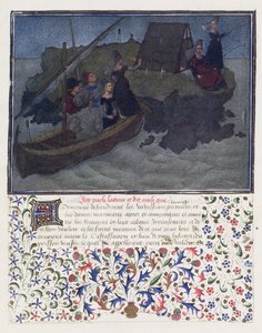 Ms. 2597 Hjärta, lust och generositet landar i natten med fästman och förväntan på klippan av företaget och vänskap, faksimilupplaga av Livre du Coeur dAmours Espris av Rene dAnjou (färg av English School