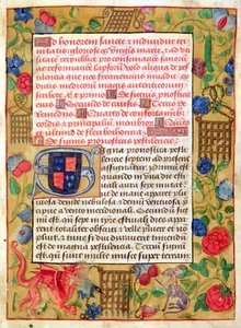 Ms 261 fol.1r Page från en samling pesttraktater på latin och engelska, ca 1500 av English School