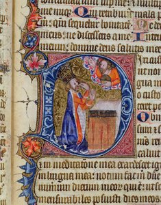 Ms 26 f.22r. Psalm 38, David pekar på sin mun, från Ramsey Abbey Psalter, ca 1380 av English School