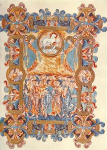 Ms 274 (Y-6) fol.158 The Multititude adoring the Lammet, från Missal of Robert of Jumieges, c.1016 av English School