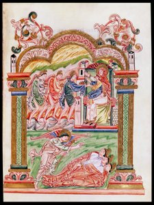 Ms 274 (Y-6) fol.37 The Dream and the Adoration of the Magi, från Missal of Robert of Jumieges, c.1016 av English School