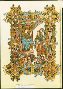 Ms 369 fol.21v The Holy Women at the Tomb, från Winchester Pontifical, sent 900-tal till tidigt 1000-tal av English School