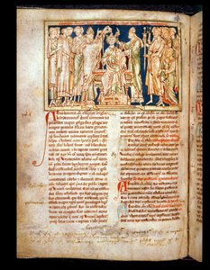 Ms 6712 (A.6.89) fol.115v Edward the Confessor (1004-66) miniatyr från Flores Historiarum, av Matthew Paris, 1250-52 av English School