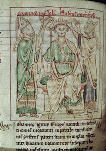Ms 6712 (A.6.89) fol.144v King John (1167-1216), miniatyr från Flores Historiarum, av Matthew Paris, 1250-52 av English School