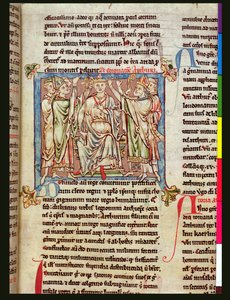 Ms 6712 (A.6.89) fol.53 King Arthur, miniatyr från Flores Historiarum, av Matthew Paris, ca 1250-52 av English School