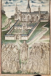 Ms. New Coll 288, f3r. (Chaundler-manuskript), Life of William of Wykeham av Thomas Chaundler (penna och bläck & tempera på veläng) av English School