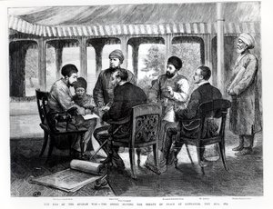 Muhammad Yaqub Khan (1849-1923) undertecknade fredsfördraget i Gundamak den 26 maj 1879 av English School