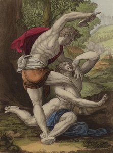 Mordet på Abel (färg litho) av English School