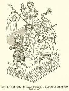 Mordet på Becket. Graverad från en gammal målning i Canterbury Cathedral av English School
