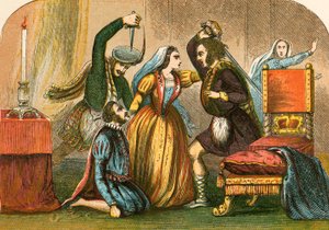 Mordet på David Rizzio i närvaro av Mary Stuart av English School