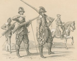 Musketörer eller Fusiliers och kavalleri, omkring 1650 av English School