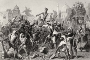 Myteriska Sepoys som delar bytet, från "The History of the Indian Mytery", publicerad 1858 av English School