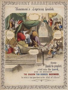 Naamans spetälska läkt (färgad gravyr) av English School