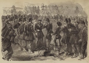 Napoleon den tredje i lägret vid Chalons (gravyr) av English School
