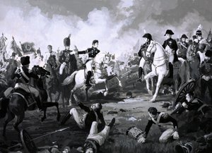 Napoleon triumferar i slaget vid Austerlitz (gouache på papper) av English School