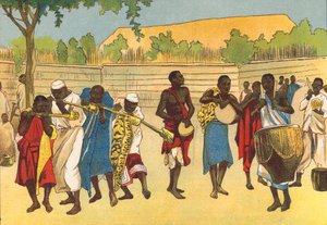 National Brass Band, Toro, Uganda (färglitografi) av English School