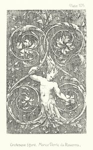 Naturen i ornament: Grotesk figur, Marco Dente da Ravenna (litografi) av English School