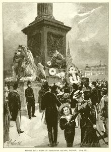 Nelson Day: Scen på Trafalgar Square, London av English School