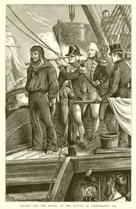 Nelson och signalen vid slaget vid Köpenhamn, 1801 av English School