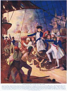 Nelson at the Battle of the Nile, illustration från Hutchinsons History of the Nations, c.1910 av English School