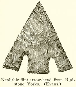 Neolithic Flint Arrow-Head från Rudstone, Yorks. (Evans) av English School