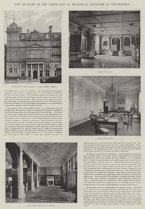Ny byggnad av Institution of Mechanical Engineers i Westminster (gravyr) av English School