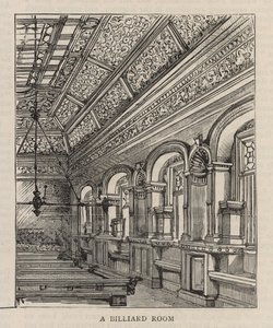 Ny byggnad av Constitutional Club på Northumberland Avenue: Ett biljardrum av English School