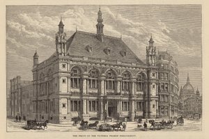 Nya byggnader i City of London School: Fronten på Victoria Thames Embankment av English School