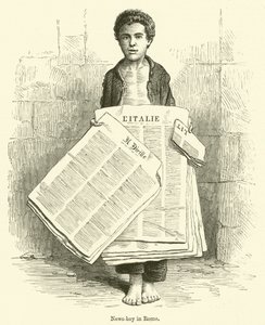 Tidningsbud i Rom (gravyr) av English School