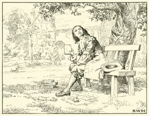 Newton och äpplet (bläck på papper) av English School