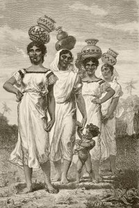 Paraguayanska lantflickor från 1800-talet (litho) av English School