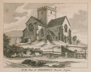 Nordvästlig utsikt över Poynings kyrka i Poynings av English School