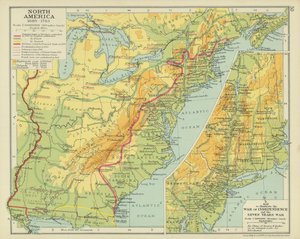 Nordamerika 1689-1783 (färglitografi) av English School