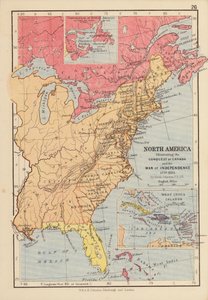 Nordamerika, med illustrationer av erövringen av Kanada och självständighetskriget av English School