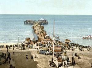 North Pier, Blackpool (handfärgat foto) av English School