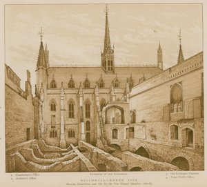 Norra sidan av Guildhall, London av English School