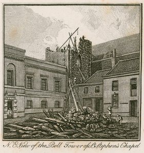 Nordvästlig vy av klocktornet i St Stephens Chapel av English School