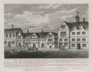 Nordvästlig vy av den antika strukturen i Merchant Taylors Hall av English School