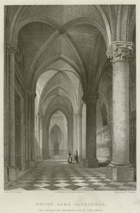 Notre Dame-katedralen, den ambulerande södra sidan av kören (gravyr) av English School