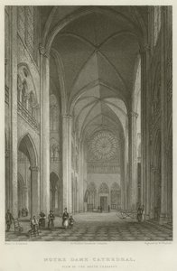 Notre Dame-katedralen, utsikt över södra tvärskeppet (gravyr) av English School